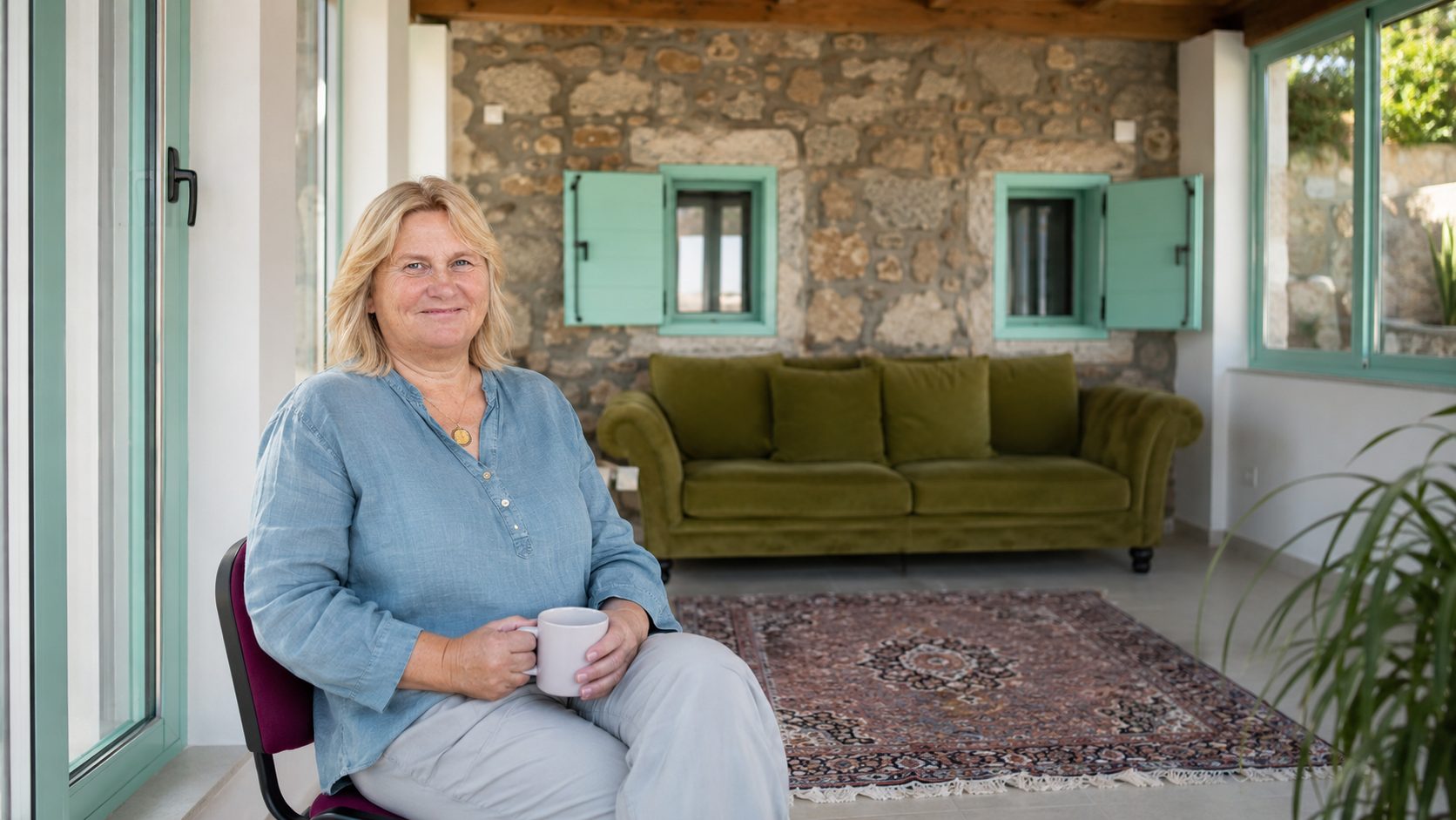 Gerlinde Pramer im Coaching-Raum des Anahata Space Lovran